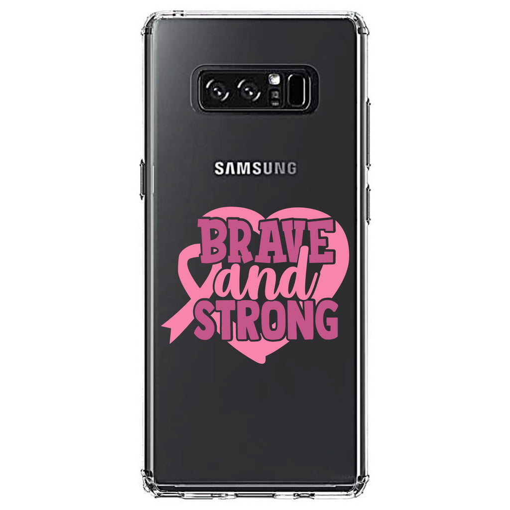 Pink Ribbon Cancer, Brave & Strong Clear Shockproof iPhone Case, view 12