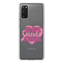DistinctInk® Clear Shockproof Hybrid Case for Apple iPhone / Samsung Galaxy / Google Pixel - Pink Ribbon Cancer - Brave & Strong