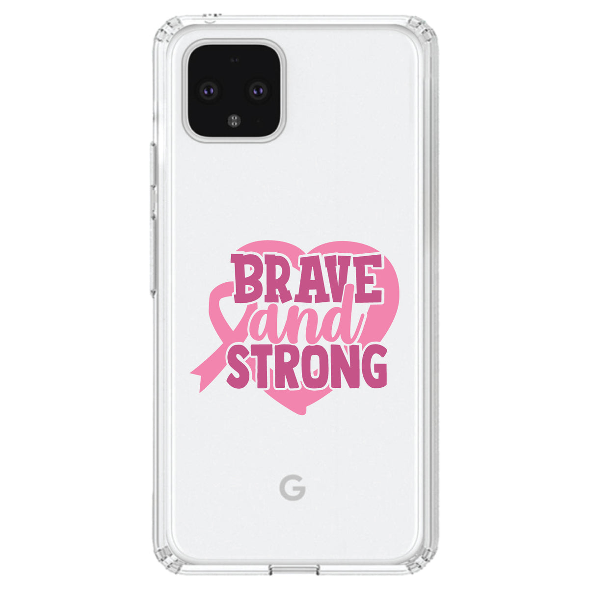 Pink Ribbon Cancer, Brave & Strong Clear Shockproof iPhone Case, view 24