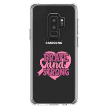 DistinctInk® Clear Shockproof Hybrid Case for Apple iPhone / Samsung Galaxy / Google Pixel - Pink Ribbon Cancer - Brave & Strong