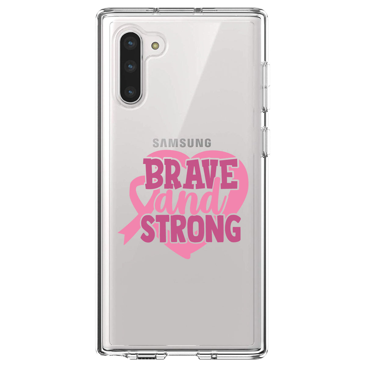 Pink Ribbon Cancer, Brave & Strong Clear Shockproof iPhone Case, view 9