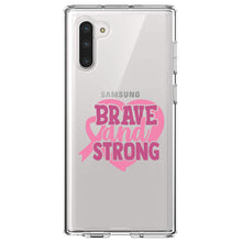 DistinctInk® Clear Shockproof Hybrid Case for Apple iPhone / Samsung Galaxy / Google Pixel - Pink Ribbon Cancer - Brave & Strong
