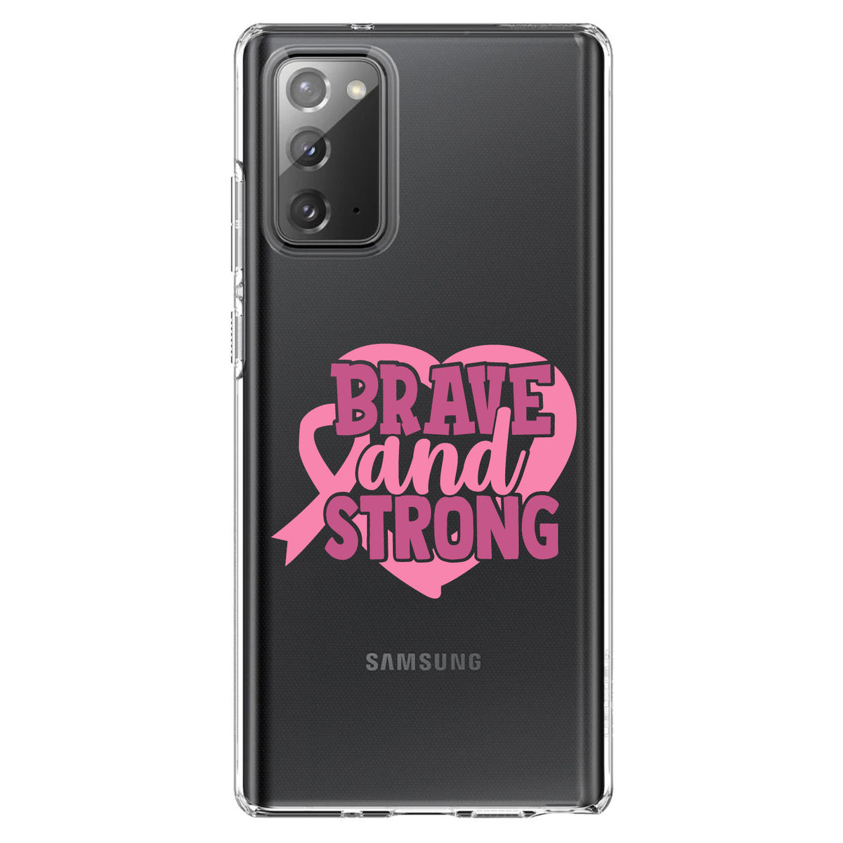 Pink Ribbon Cancer, Brave & Strong Clear Shockproof iPhone Case, view 7