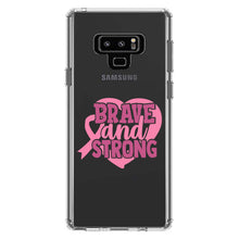 DistinctInk® Clear Shockproof Hybrid Case for Apple iPhone / Samsung Galaxy / Google Pixel - Pink Ribbon Cancer - Brave & Strong