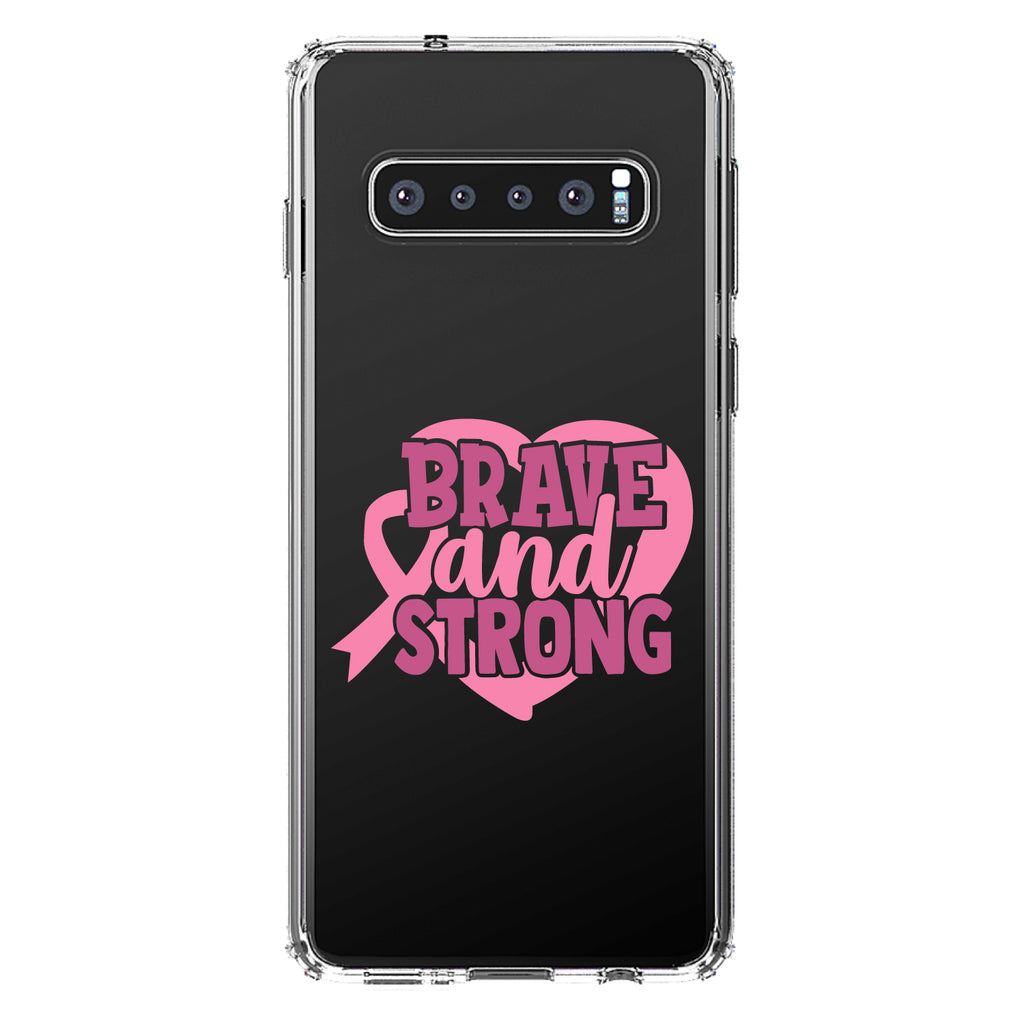 Pink Ribbon Cancer, Brave & Strong Clear Shockproof iPhone Case, view 17
