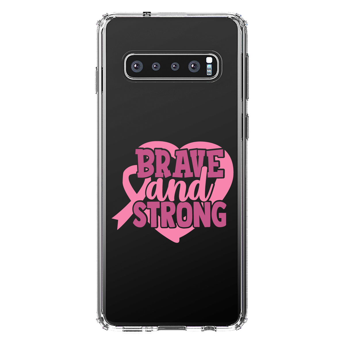 Pink Ribbon Cancer, Brave & Strong Clear Shockproof iPhone Case, view 17