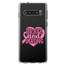DistinctInk® Clear Shockproof Hybrid Case for Apple iPhone / Samsung Galaxy / Google Pixel - Pink Ribbon Cancer - Brave & Strong