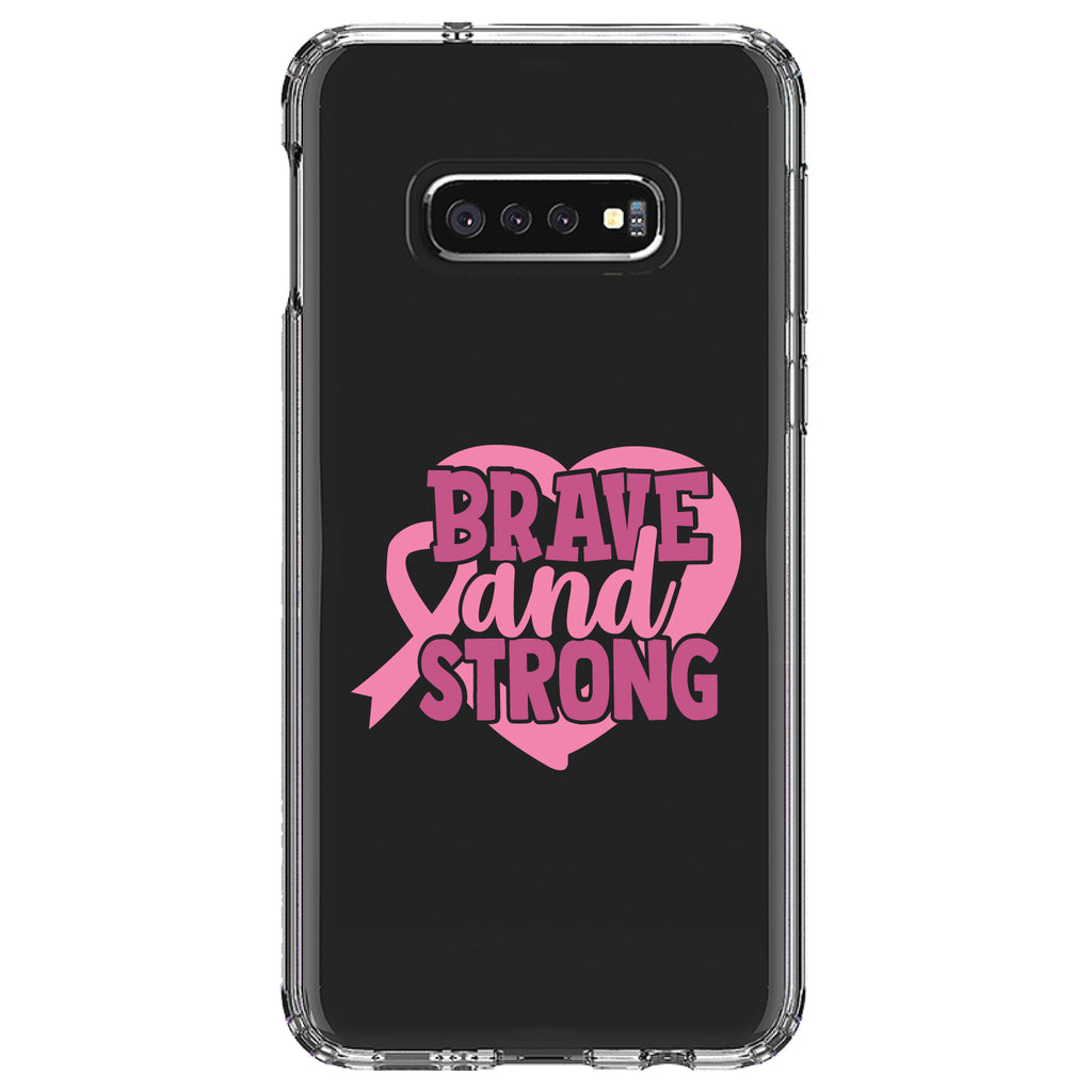Pink Ribbon Cancer, Brave & Strong Clear Shockproof iPhone Case, view 18