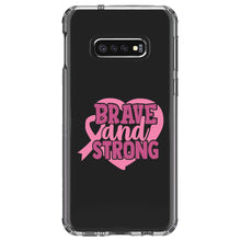 DistinctInk® Clear Shockproof Hybrid Case for Apple iPhone / Samsung Galaxy / Google Pixel - Pink Ribbon Cancer - Brave & Strong