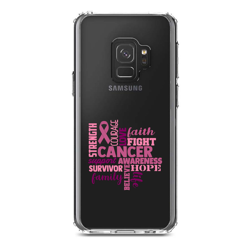 Pink Ribbon Cancer, Word Art Clear Shockproof iPhone Case, view 19