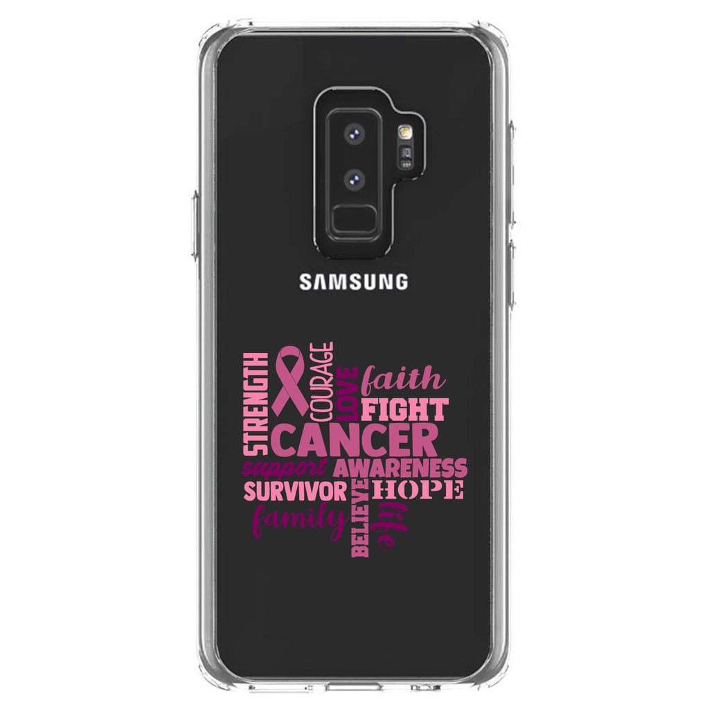 Pink Ribbon Cancer, Word Art Clear Shockproof iPhone Case, view 20
