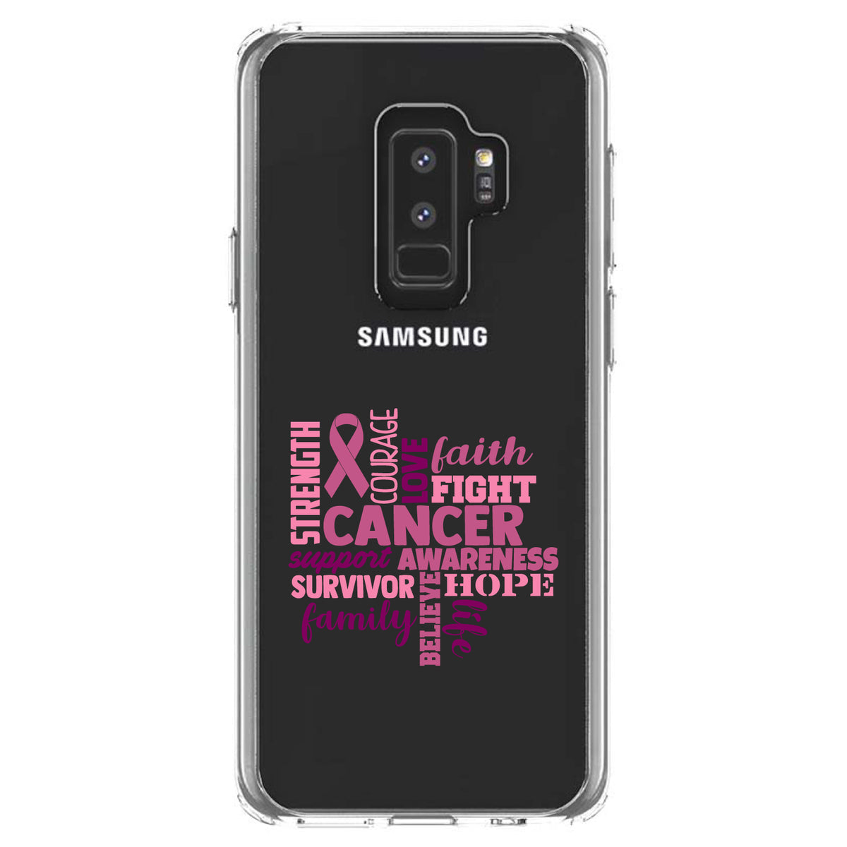 Pink Ribbon Cancer, Word Art Clear Shockproof iPhone Case, view 20