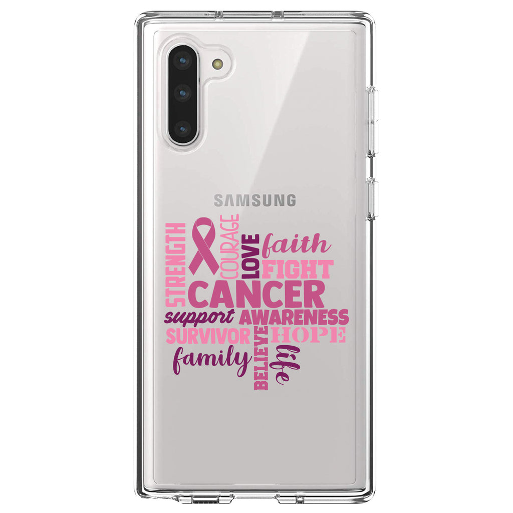 Pink Ribbon Cancer, Word Art Clear Shockproof iPhone Case, view 9