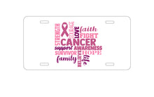 DistinctInk Custom Aluminum Decorative Vanity Front License Plate - Pink Ribbon Cancer - Word Art