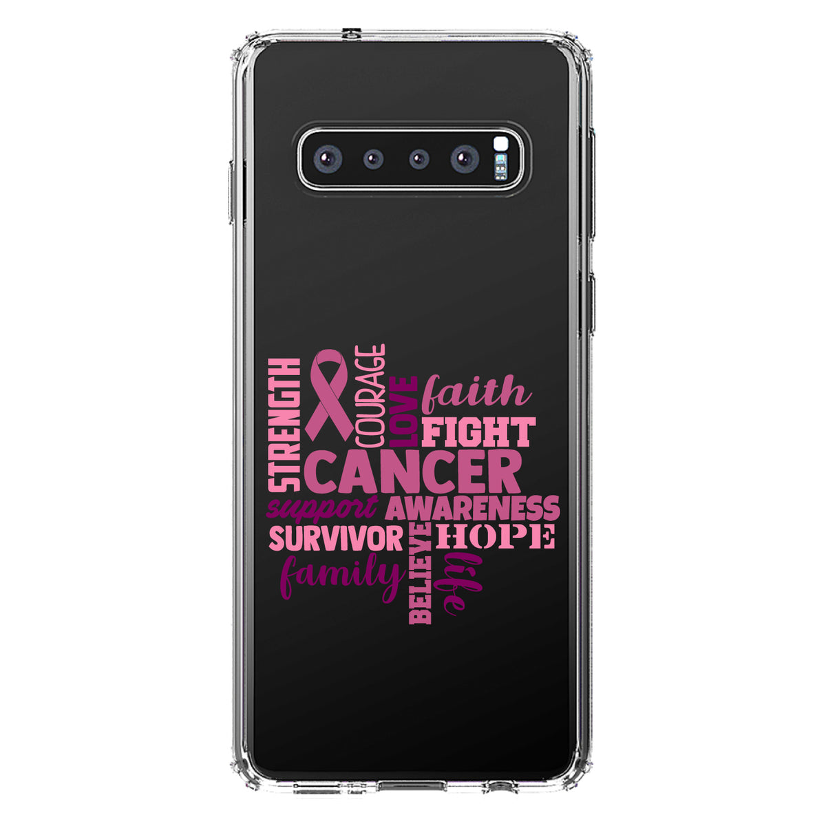 Pink Ribbon Cancer, Word Art Clear Shockproof iPhone Case, view 17