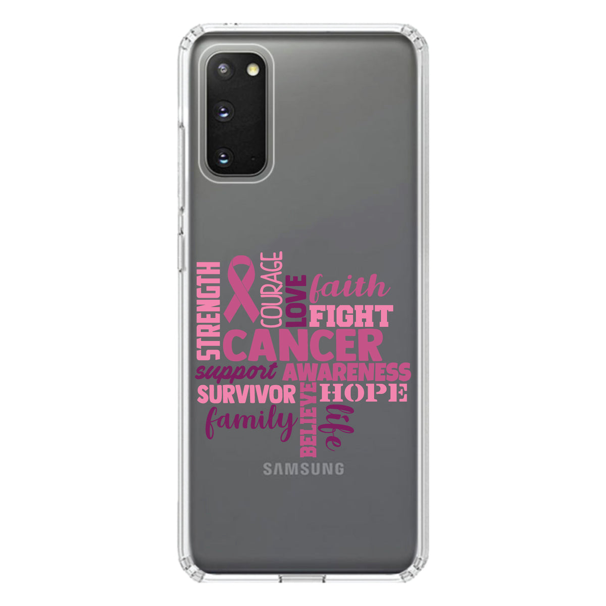 Pink Ribbon Cancer, Word Art Clear Shockproof iPhone Case, view 14
