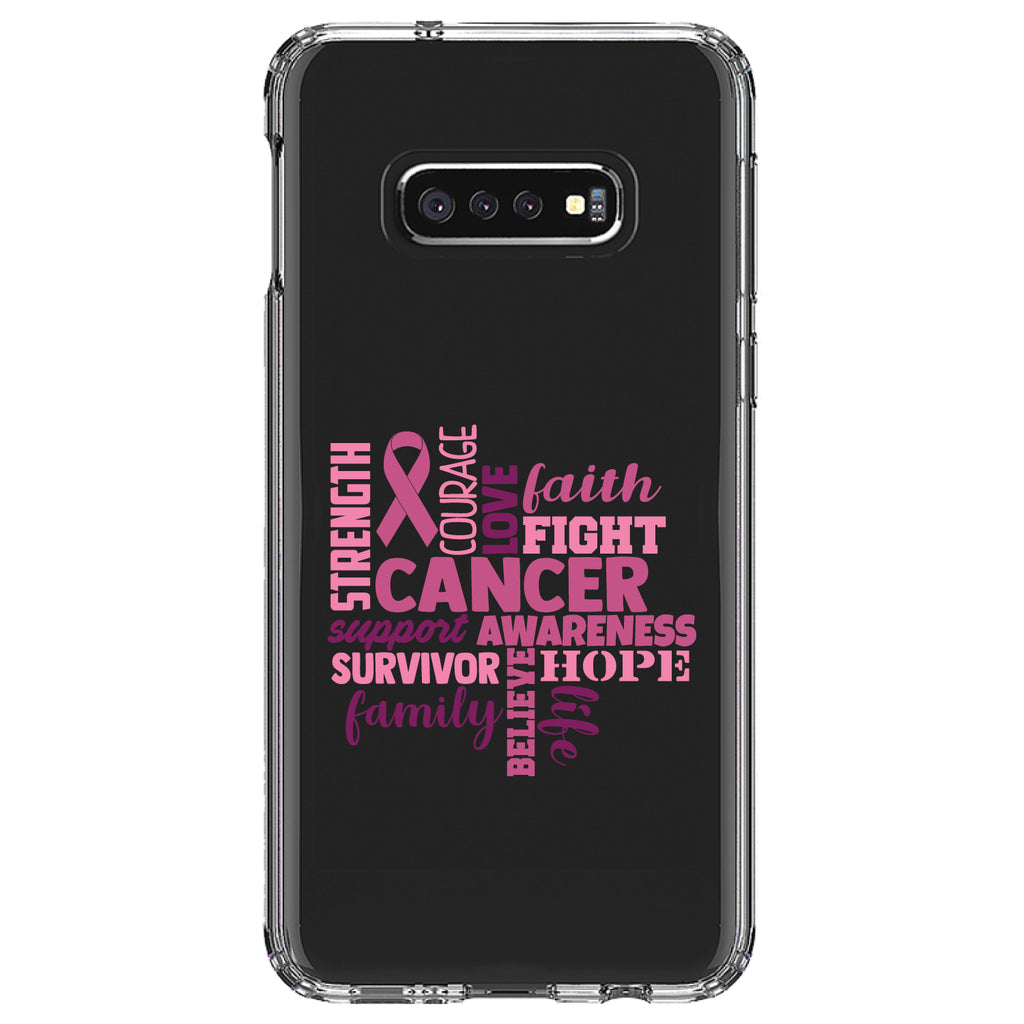 Pink Ribbon Cancer, Word Art Clear Shockproof iPhone Case, view 18