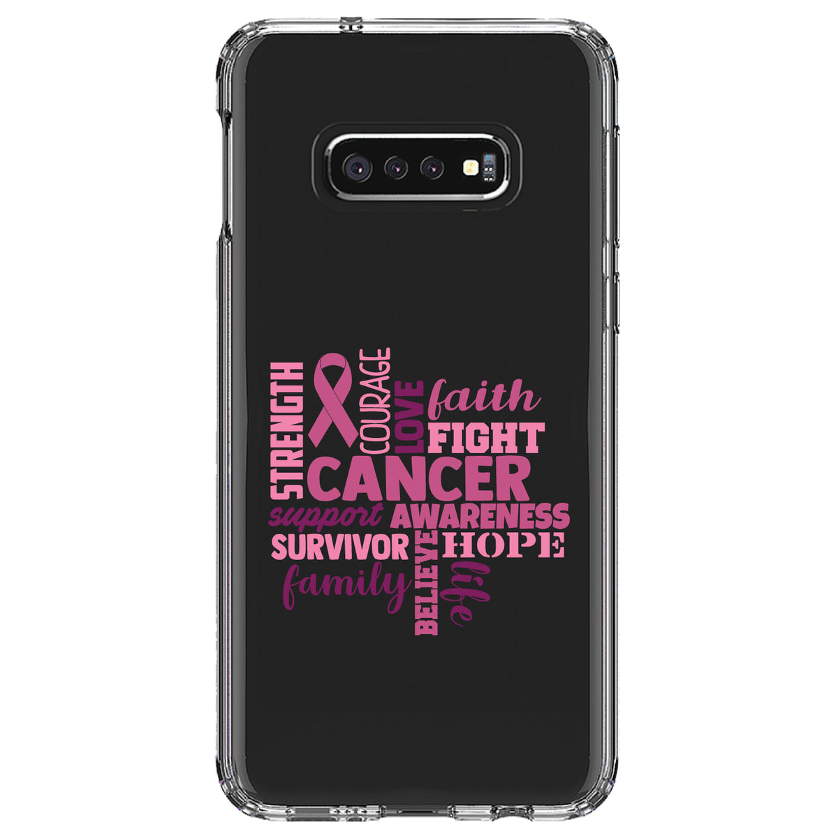 Pink Ribbon Cancer, Word Art Clear Shockproof iPhone Case, view 18