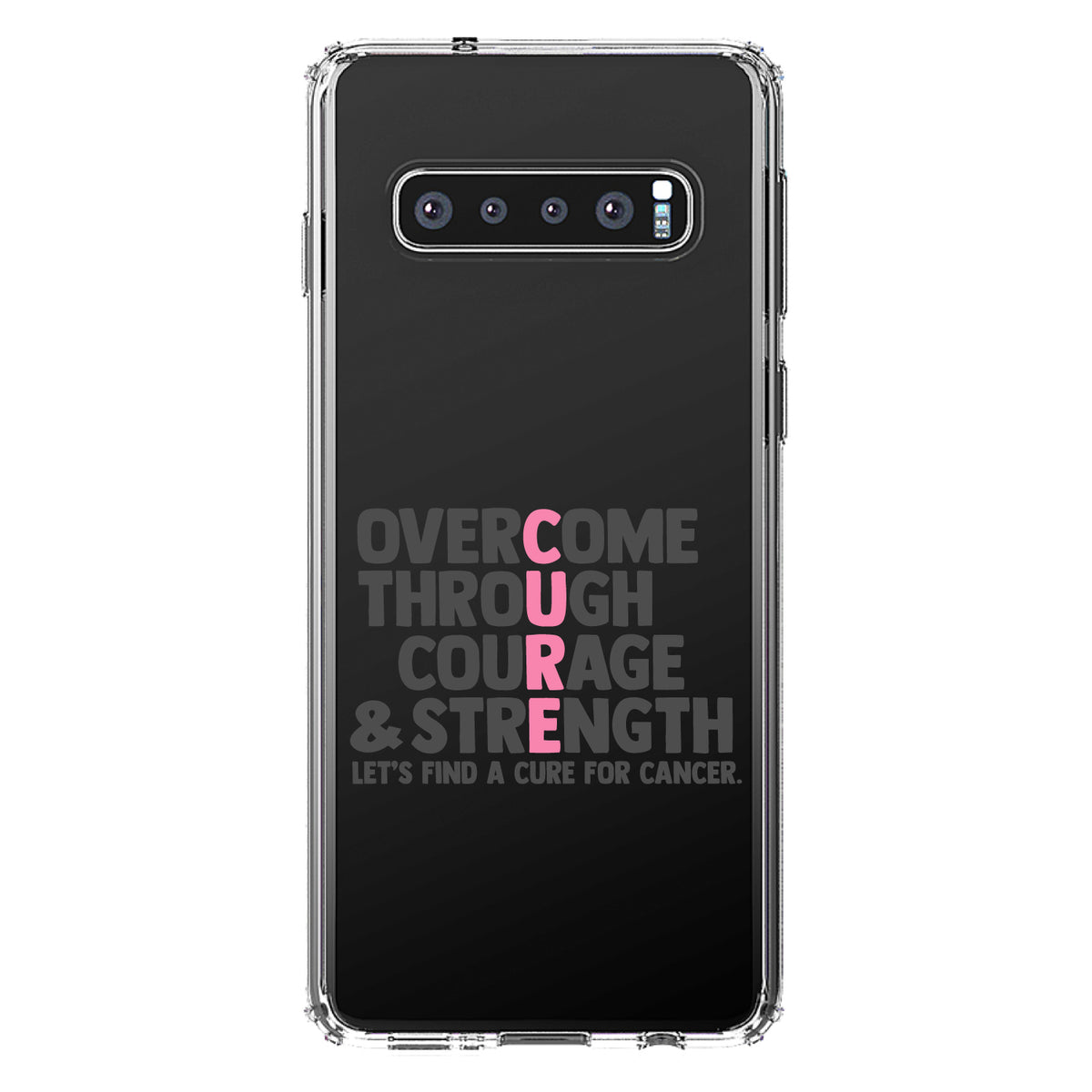 Pink Ribbon Cancer, Cure Word Art Clear Shockproof iPhone Case, view 17
