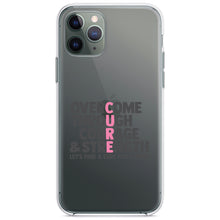 DistinctInk® Clear Shockproof Hybrid Case for Apple iPhone / Samsung Galaxy / Google Pixel - Pink Ribbon Cancer - Cure Word Art