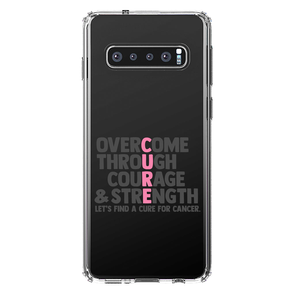 Pink Ribbon Cancer, Cure Word Art Clear Shockproof iPhone Case, view 16
