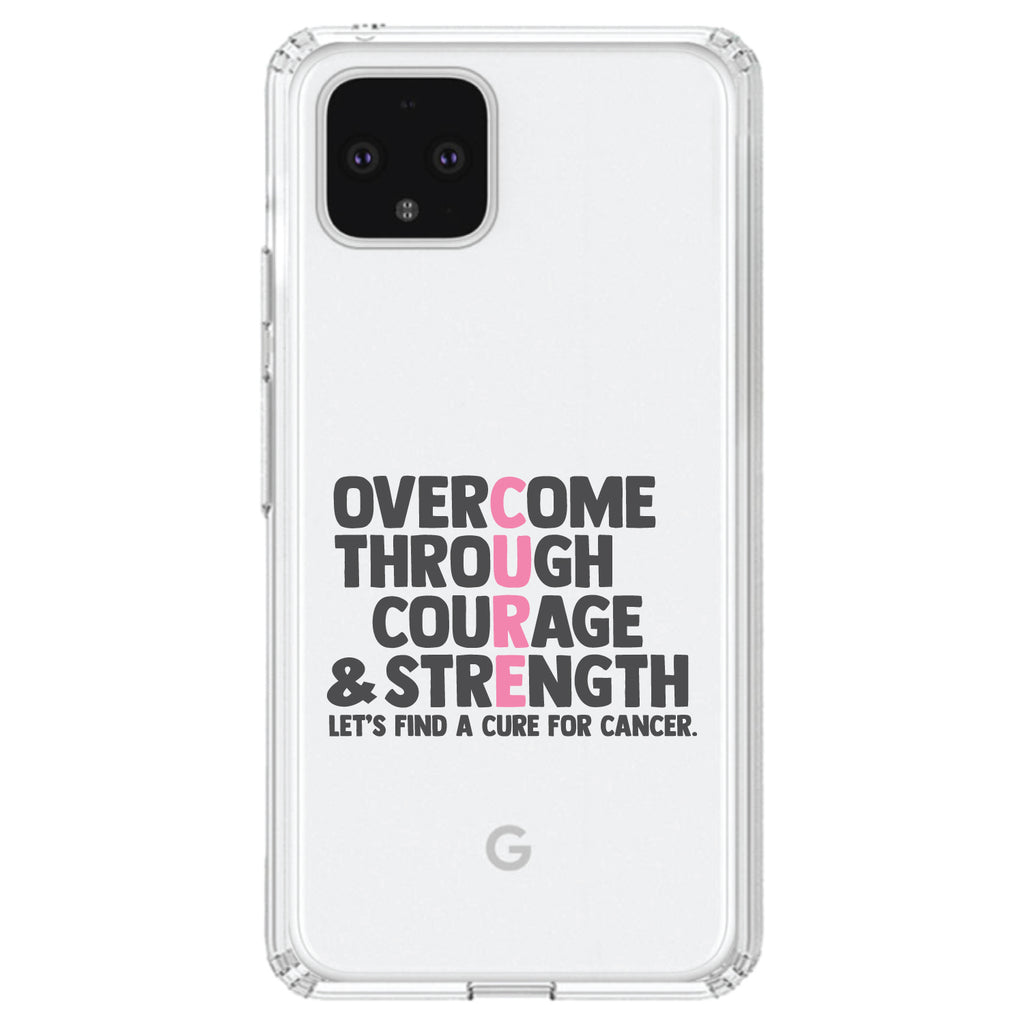 Pink Ribbon Cancer, Cure Word Art Clear Shockproof iPhone Case, view 23