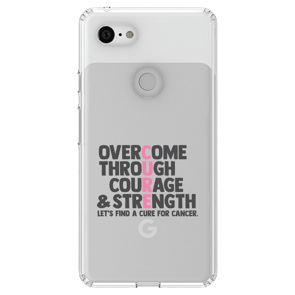 Pink Ribbon Cancer, Cure Word Art Clear Shockproof iPhone Case, view 21