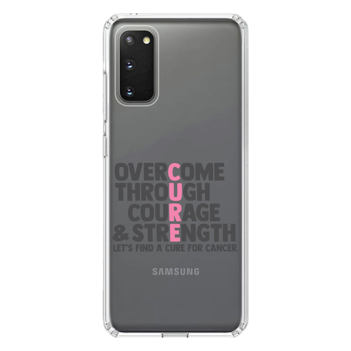 Pink Ribbon Cancer, Cure Word Art Clear Shockproof iPhone Case, view 15