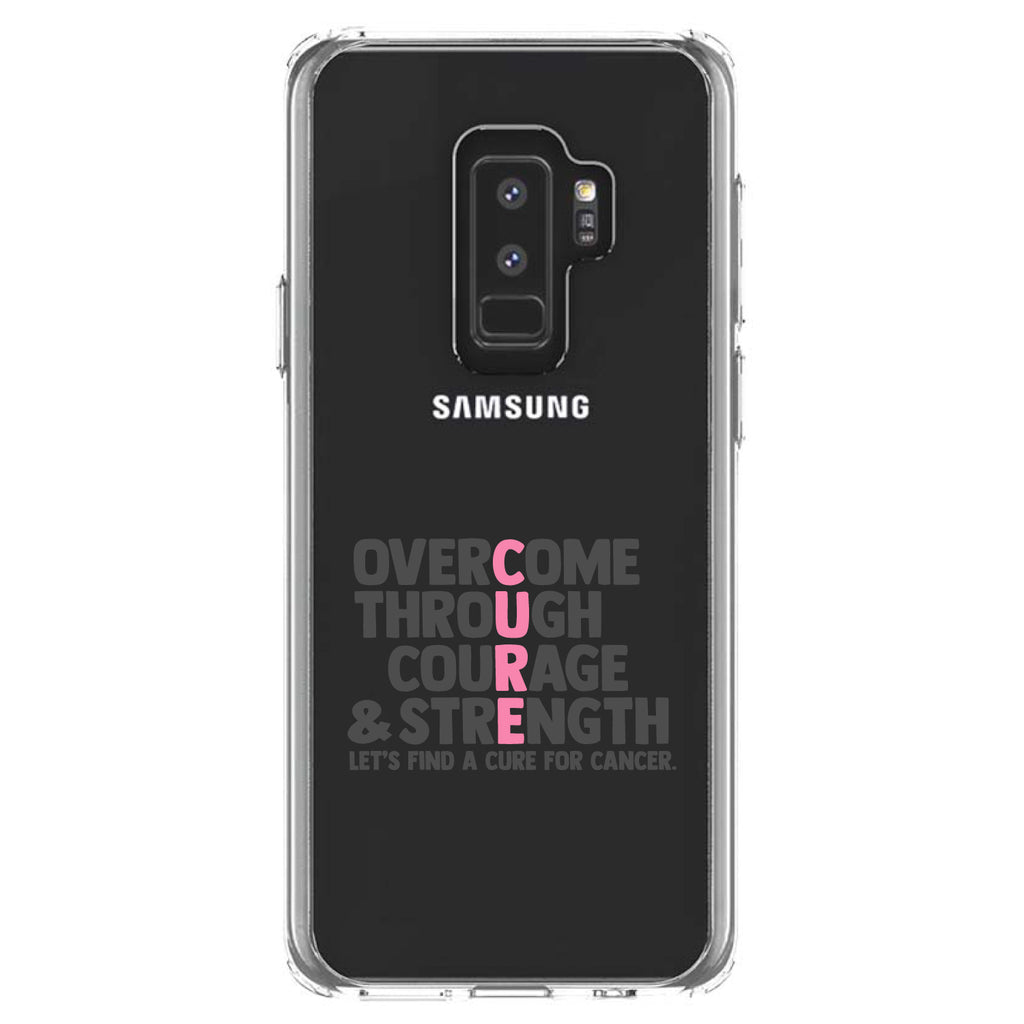 Pink Ribbon Cancer, Cure Word Art Clear Shockproof iPhone Case, view 20