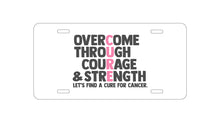 DistinctInk Custom Aluminum Decorative Vanity Front License Plate - Pink Ribbon Cancer - Cure Word Art