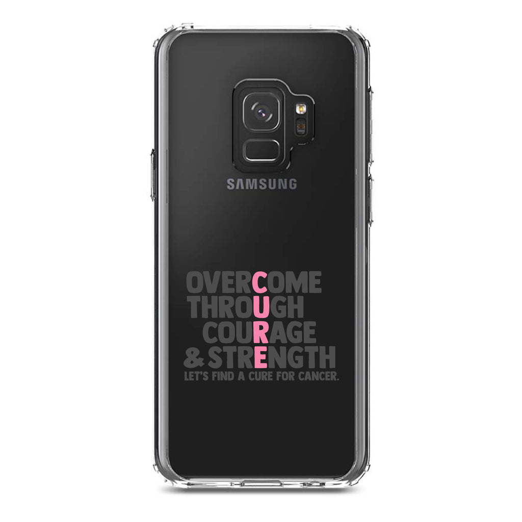 Pink Ribbon Cancer, Cure Word Art Clear Shockproof iPhone Case, view 19