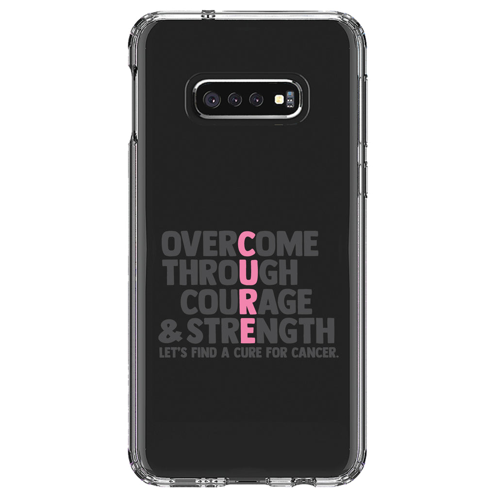 Pink Ribbon Cancer, Cure Word Art Clear Shockproof iPhone Case, view 18