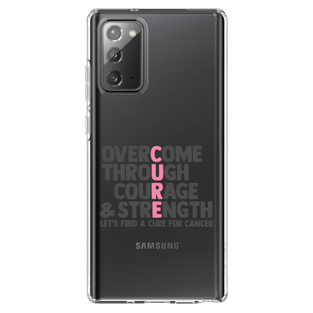 Pink Ribbon Cancer, Cure Word Art Clear Shockproof iPhone Case, view 8