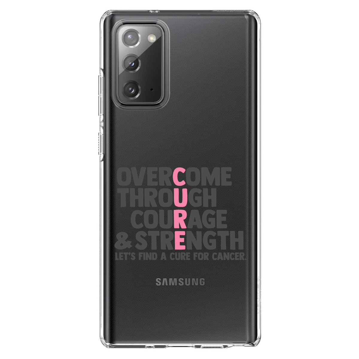 Pink Ribbon Cancer, Cure Word Art Clear Shockproof iPhone Case, view 8