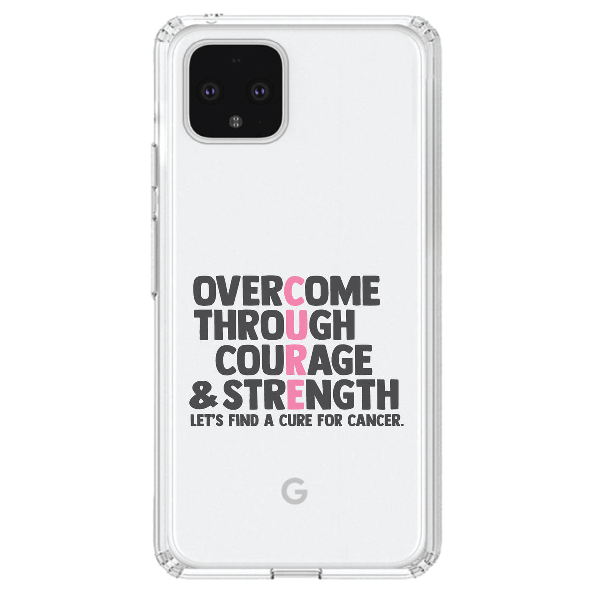 Pink Ribbon Cancer, Cure Word Art Clear Shockproof iPhone Case, view 24