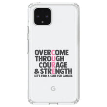 DistinctInk® Clear Shockproof Hybrid Case for Apple iPhone / Samsung Galaxy / Google Pixel - Pink Ribbon Cancer - Cure Word Art