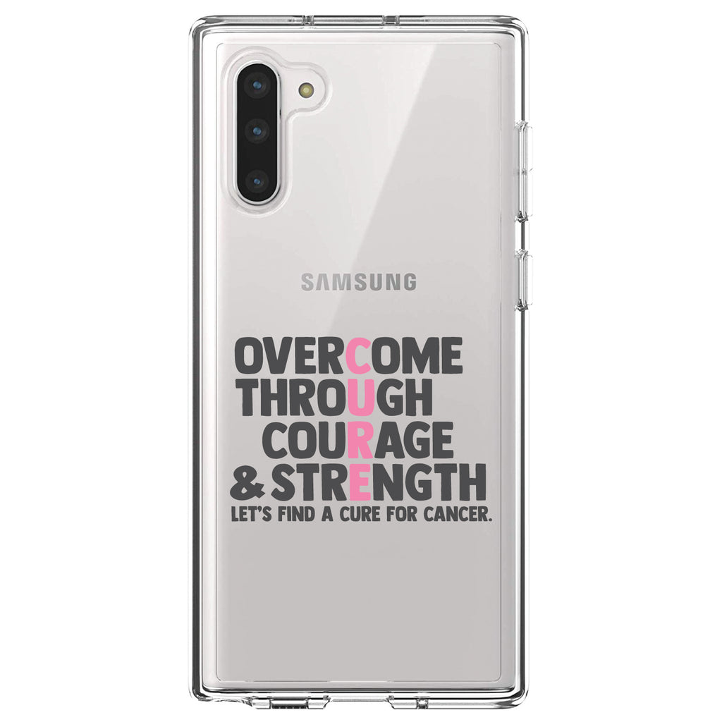 Pink Ribbon Cancer, Cure Word Art Clear Shockproof iPhone Case, view 9