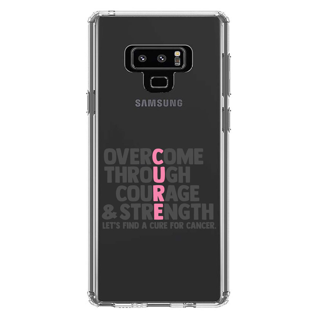 Pink Ribbon Cancer, Cure Word Art Clear Shockproof iPhone Case, view 11