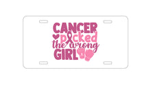 DistinctInk Custom Aluminum Decorative Vanity Front License Plate - Pink Ribbon Cancer Picked the Wrong Girl