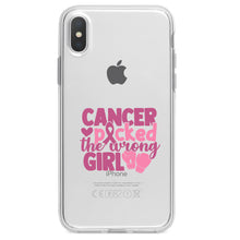 DistinctInk® Clear Shockproof Hybrid Case for Apple iPhone / Samsung Galaxy / Google Pixel - Pink Ribbon Cancer Picked the Wrong Girl