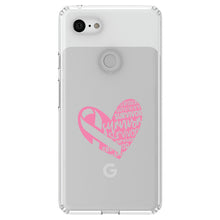 DistinctInk® Clear Shockproof Hybrid Case for Apple iPhone / Samsung Galaxy / Google Pixel - Pink Ribbon Cancer - Survivor Heart