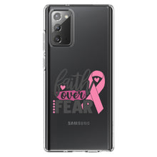DistinctInk® Clear Shockproof Hybrid Case for Apple iPhone / Samsung Galaxy / Google Pixel - Pink Ribbon Cancer - Faith Over Fear