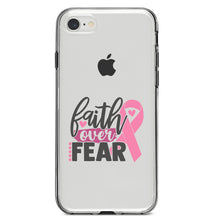 DistinctInk® Clear Shockproof Hybrid Case for Apple iPhone / Samsung Galaxy / Google Pixel - Pink Ribbon Cancer - Faith Over Fear