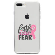 DistinctInk® Clear Shockproof Hybrid Case for Apple iPhone / Samsung Galaxy / Google Pixel - Pink Ribbon Cancer - Faith Over Fear