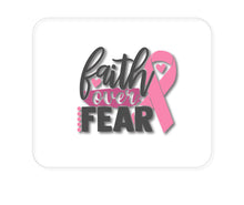 DistinctInk Custom Foam Rubber Mouse Pad - 1/4" Thick - Pink Ribbon Cancer - Faith Over Fear