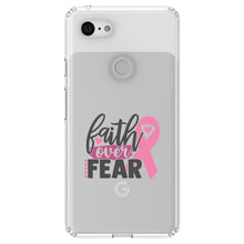 DistinctInk® Clear Shockproof Hybrid Case for Apple iPhone / Samsung Galaxy / Google Pixel - Pink Ribbon Cancer - Faith Over Fear