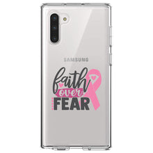DistinctInk® Clear Shockproof Hybrid Case for Apple iPhone / Samsung Galaxy / Google Pixel - Pink Ribbon Cancer - Faith Over Fear