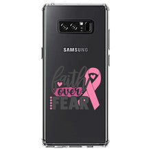 DistinctInk® Clear Shockproof Hybrid Case for Apple iPhone / Samsung Galaxy / Google Pixel - Pink Ribbon Cancer - Faith Over Fear