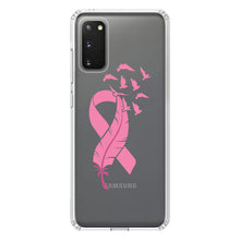 DistinctInk® Clear Shockproof Hybrid Case for Apple iPhone / Samsung Galaxy / Google Pixel - Pink Ribbon Cancer - Feather Birds