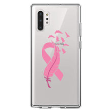 DistinctInk® Clear Shockproof Hybrid Case for Apple iPhone / Samsung Galaxy / Google Pixel - Pink Ribbon Cancer - Feather Birds